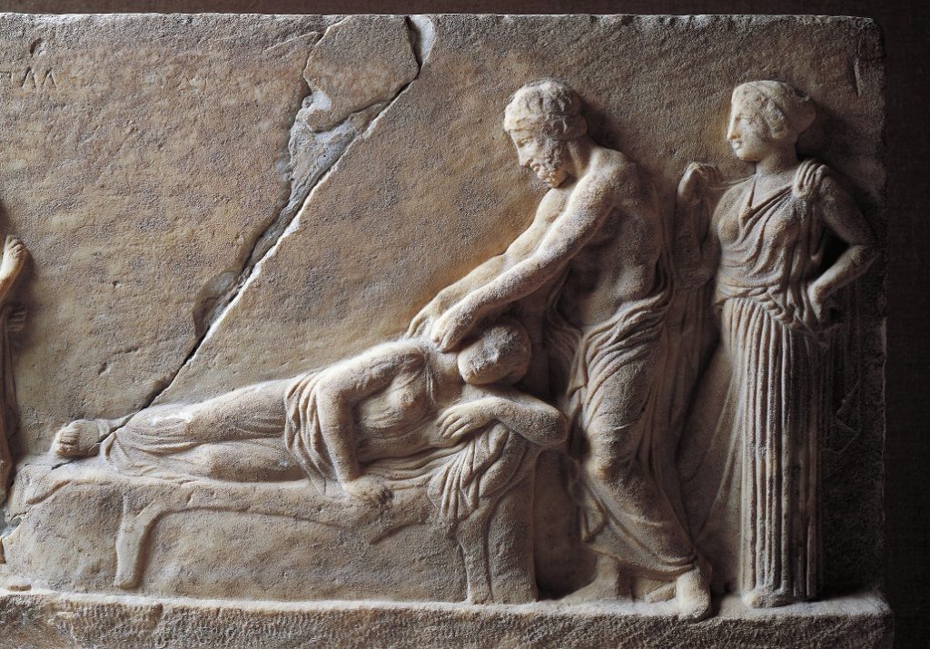 Asklepije otklanja bol - detalj iz Hrama u Pireju (4. vek p.n.e)